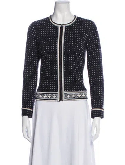 Pre-owned Tory Burch Polka Dot Print Jacket In Blue