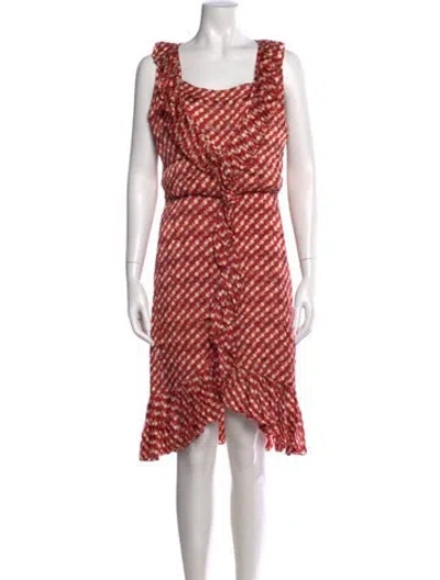 Pre-owned Tory Burch Polka Dot Print Knee-length Dress In Orange