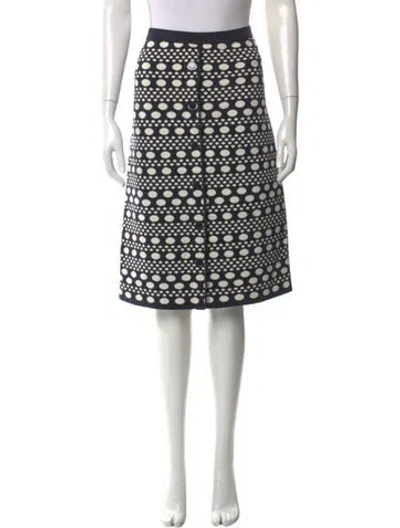 Pre-owned Tory Burch Polka Dot Print Knee-length Skirt In Black
