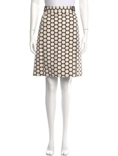Pre-owned Tory Burch Polka Dot Print Knee-length Skirt In Brown