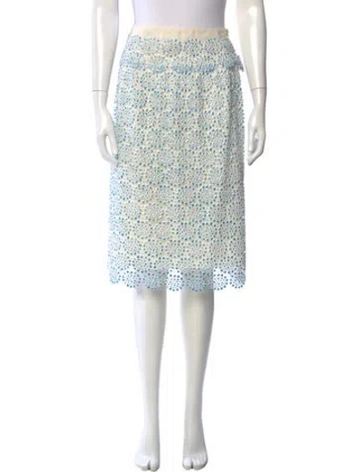 Pre-owned Tory Burch Polka Dot Print Knee-length Skirt In Neutral