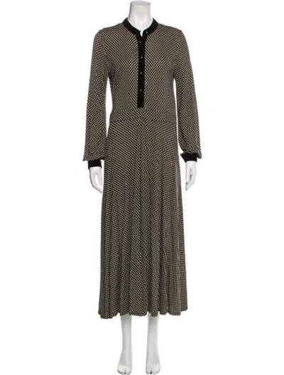 Pre-owned Tory Burch Polka Dot Print Long Dress In Black