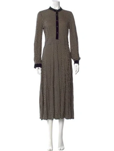 Pre-owned Tory Burch Polka Dot Print Long Dress In Black