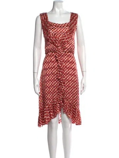 Pre-owned Tory Burch Polka Dot Print Midi Length Dress In Orange