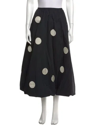 Pre-owned Tory Burch Polka Dot Print Midi Length Skirt In Black/neutrals