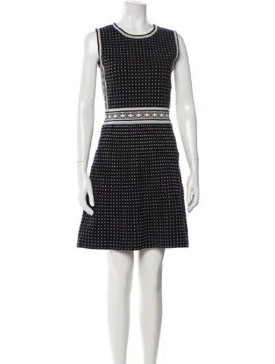 Pre-owned Tory Burch Polka Dot Print Mini Dress In Black