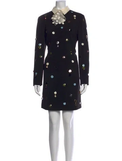 Pre-owned Tory Burch Polka Dot Print Mini Dress In Black