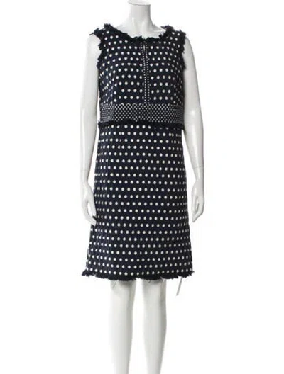 Pre-owned Tory Burch Polka Dot Print Mini Dress In Blue