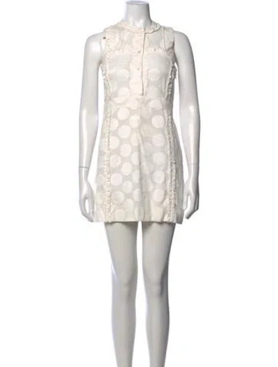 Pre-owned Tory Burch Polka Dot Print Mini Dress In White
