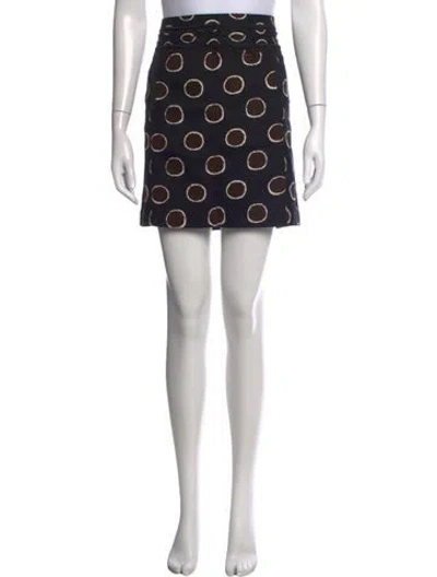 Pre-owned Tory Burch Polka Dot Print Mini Skirt In Black