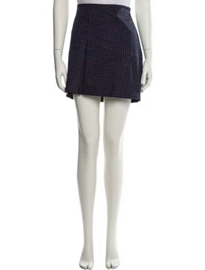 Pre-owned Tory Burch Polka Dot Print Mini Skirt In Blue