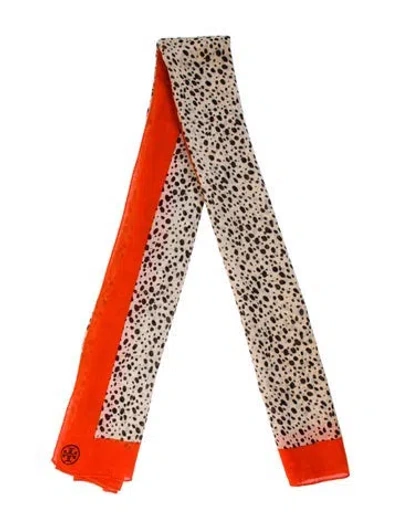 Pre-owned Tory Burch Polka Dot Print Scarf In Orange