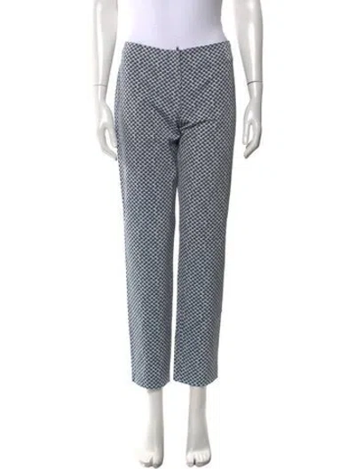 Pre-owned Tory Burch Polka Dot Print Straight Leg Pants In Blue