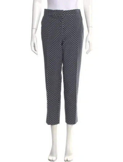 Pre-owned Tory Burch Polka Dot Print Straight Leg Pants In Blue