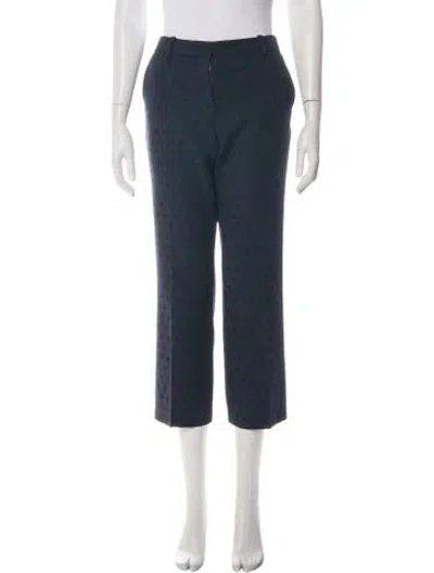 Pre-owned Tory Burch Polka Dot Print Straight Leg Pants In Green