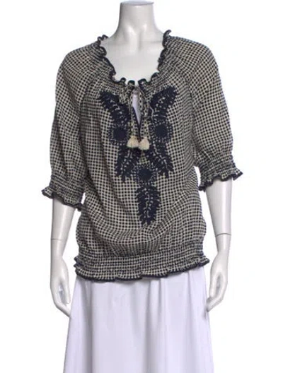 Pre-owned Tory Burch Polka Dot Print V-neck Blouse In Multicolor
