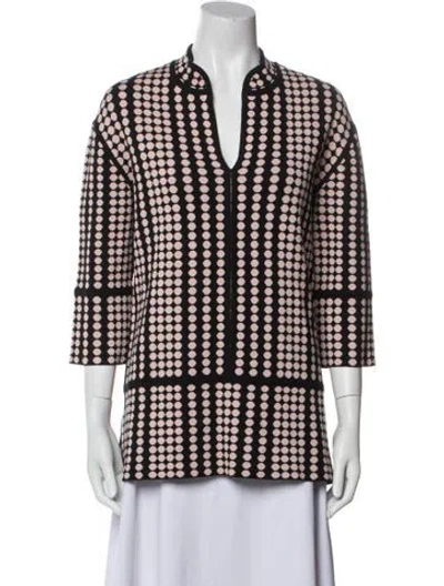 Pre-owned Tory Burch Polka Dot Print V-neck Sweater In Multi