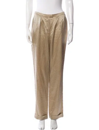 Pre-owned Tory Burch Polka Dot Print Wide Leg Pants In Neutral