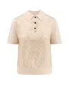 Tory Burch Polo Shirt In French Cream / Gold T Monogram