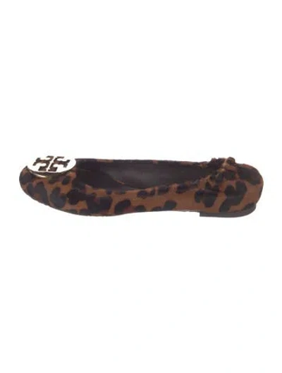 Pre-owned Tory Burch Ponyhair Animal Print Ballet Flats In Multi