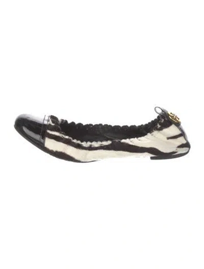 Pre-owned Tory Burch Ponyhair Animal Print Ballet Flats In Multi