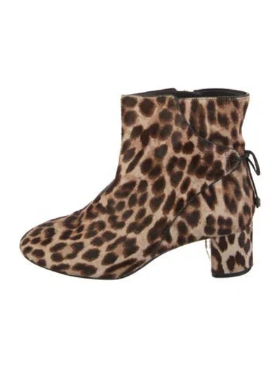 Pre-owned Tory Burch Ponyhair Animal Print Boots In Brown
