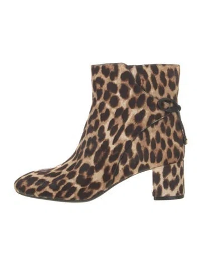 Pre-owned Tory Burch Ponyhair Animal Print Boots In Brown