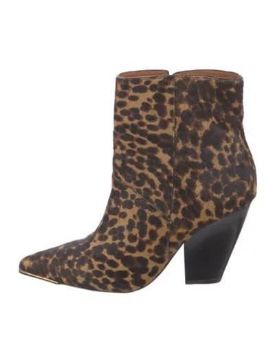 Pre-owned Tory Burch Ponyhair Animal Print Boots In Neutral