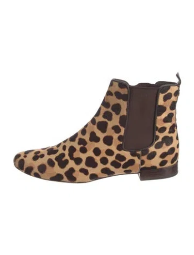 Pre-owned Tory Burch Ponyhair Animal Print Chelsea Boots In Neutral