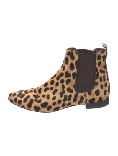 Pre-owned Tory Burch Ponyhair Animal Print Chelsea Boots In Neutrals