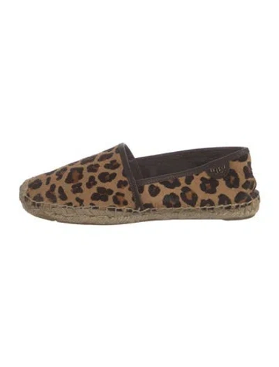 Pre-owned Tory Burch Ponyhair Animal Print Espadrilles In Brown