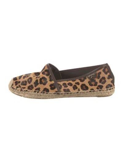 Pre-owned Tory Burch Ponyhair Animal Print Espadrilles In Neutral