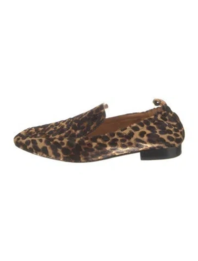 Pre-owned Tory Burch Ponyhair Animal Print Loafers In Brown