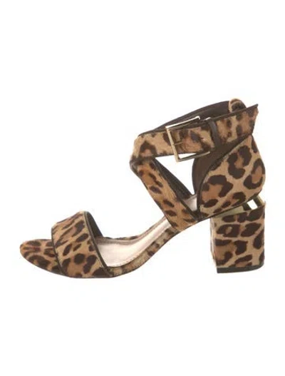 Pre-owned Tory Burch Ponyhair Animal Print Pumps In Brown
