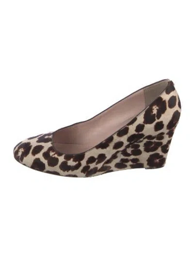 Pre-owned Tory Burch Ponyhair Animal Print Pumps In Brown