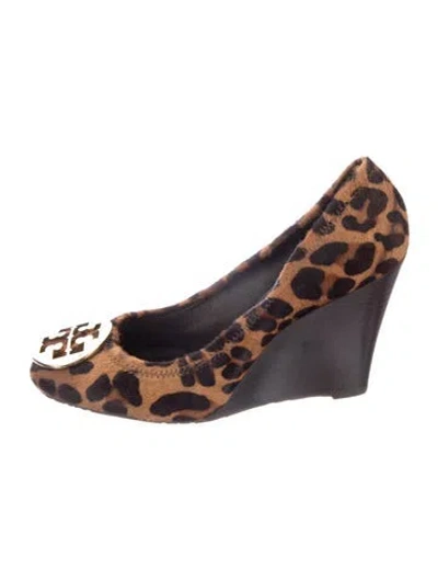 Pre-owned Tory Burch Ponyhair Animal Print Pumps In Brown