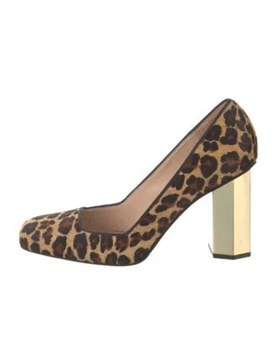 Pre-owned Tory Burch Ponyhair Animal Print Pumps In Neutral