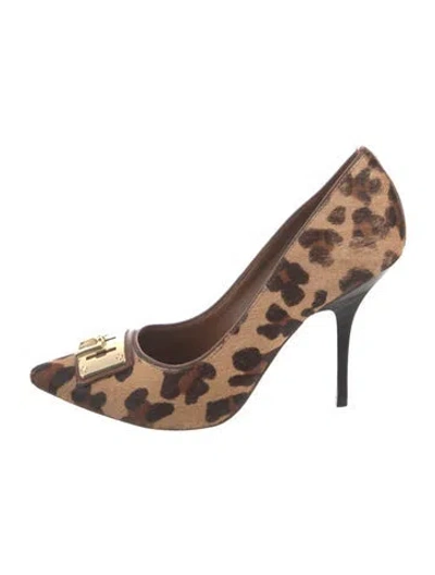 Pre-owned Tory Burch Ponyhair Animal Print Pumps In Neutral