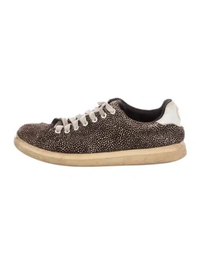 Pre-owned Tory Burch Ponyhair Animal Print Sneakers In Brown