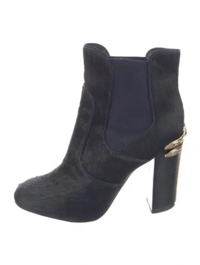 Pre-owned Tory Burch Ponyhair Chelsea Boots In Blue