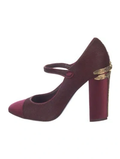 Pre-owned Tory Burch Ponyhair Colorblock Pattern Pumps In Burgundy
