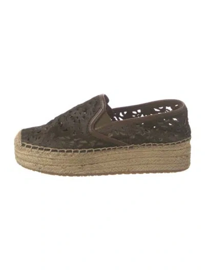 Pre-owned Tory Burch Ponyhair Lace Pattern Espadrilles In Green