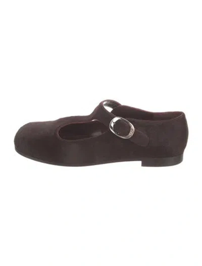 Pre-owned Tory Burch Ponyhair Mary Jane Flats In Purple