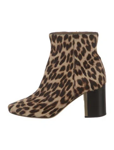 Pre-owned Tory Burch Ponyhair Printed Boots In Neutral