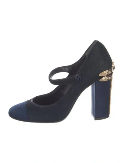 Pre-owned Tory Burch Ponyhair Pumps In Blue