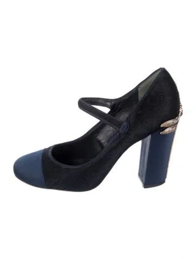 Pre-owned Tory Burch Ponyhair Pumps In Blue