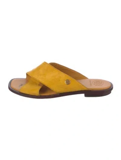 Pre-owned Tory Burch Ponyhair Slides In Yellow