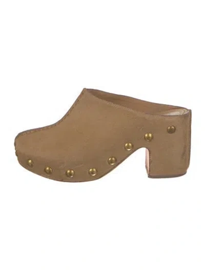 Pre-owned Tory Burch Ponyhair Studded Accents Mules In Neutral