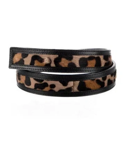 Pre-owned Tory Burch Ponyhair Waist Belt In Black