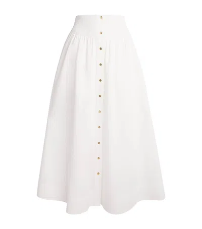 Tory Burch Poplin Buttoned Midi Skirt In Multi